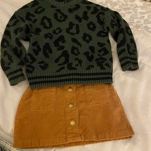 Leopard Sweater & Corduroy Skirt